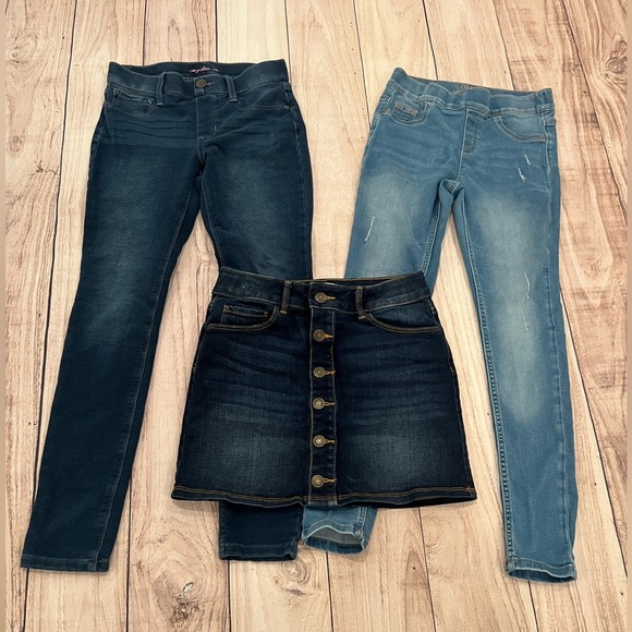 Girls clothing bundle of 3 items Stylish Kids Denim Skirt and Jeans Set/size 12 - Picture 1 of 14
